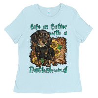 Baby Blue life is better with a dachshund Ladies Tee - BarkalooDesign