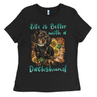Black life is better with a dachshund Ladies Tee - BarkalooDesign