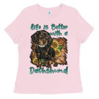 Bubblegum Pink life is better with a dachshund Ladies Tee - BarkalooDesign