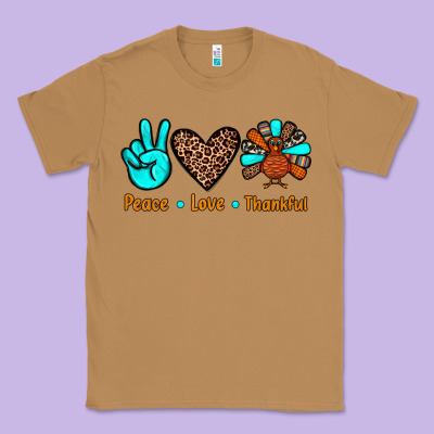 Peace Love Thankful Classic Tee Designed By Jahusdesignshop