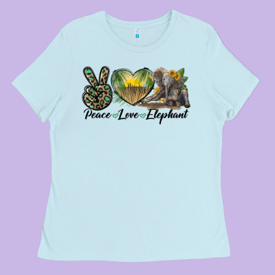 Peace Love Elephant Ladies Tee Designed By Lillyallendesigns