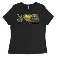 Black Peace Love Elephant Ladies Tee - LillyAllenDesigns