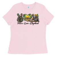 Bubblegum Pink Peace Love Elephant Ladies Tee - LillyAllenDesigns