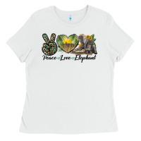 White Peace Love Elephant Ladies Tee - LillyAllenDesigns