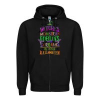 Black witches monsters goblins and screams its almost halloween Zipper Hoodie - CowGirlArtShop