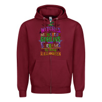 Burgundy witches monsters goblins and screams its almost halloween Zipper Hoodie - CowGirlArtShop