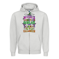 Dove Grey witches monsters goblins and screams its almost halloween Zipper Hoodie - CowGirlArtShop