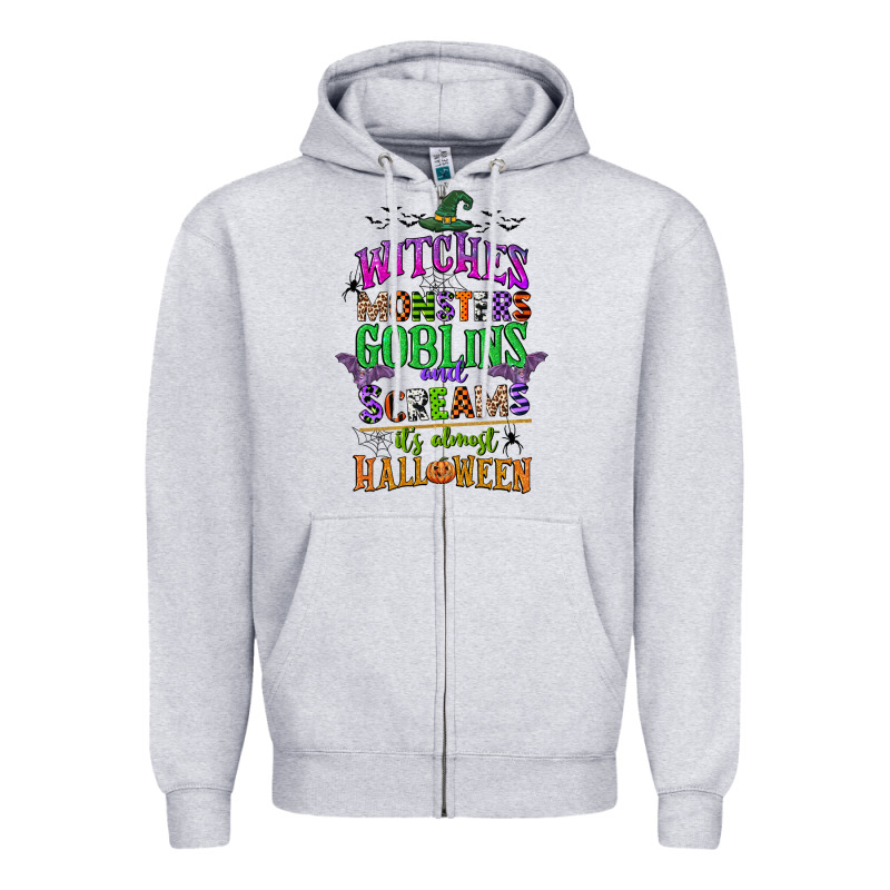 Witches Monsters Goblins And Screams Its Almost Halloween Zipper Hoodie by CowGirlArtShop | Teevron