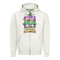 Oatmeal Heather witches monsters goblins and screams its almost halloween Zipper Hoodie - CowGirlArtShop