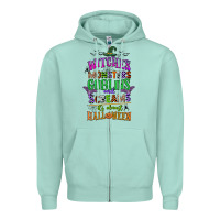 Seafoam witches monsters goblins and screams its almost halloween Zipper Hoodie - CowGirlArtShop