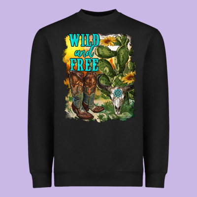 Wild And Free Cowgirl Boots Heavyweight Sweatshirt Designed By Ranaportraitstore