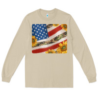 Mushroom american flag sunflowers and canouflage print veteran mousepad Long Sleeve Tee - Jasminsmagicworld