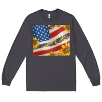 Smoke american flag sunflowers and canouflage print veteran mousepad Long Sleeve Tee - Jasminsmagicworld