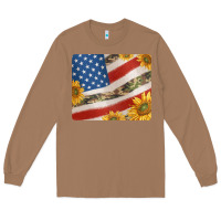 American Flag Sunflowers And Canouflage Print Veteran Mousepad Long Sleeve Tee | Teevron