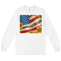 White american flag sunflowers and canouflage print veteran mousepad Long Sleeve Tee - Jasminsmagicworld