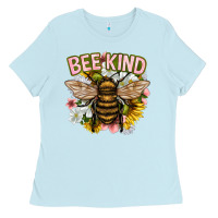 Baby Blue bee kind Ladies Tee - NancyCooperArtShop
