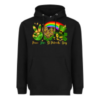 Black Peace love St. Patrick's Day Heavyweight Hoodie - OliviaCreatesArt