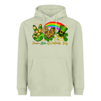 Matcha Peace love St. Patrick's Day Heavyweight Hoodie - OliviaCreatesArt
