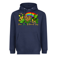Navy Peace love St. Patrick's Day Heavyweight Hoodie - OliviaCreatesArt