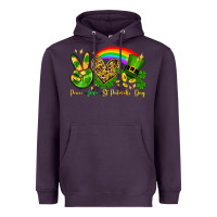Plum Peace love St. Patrick's Day Heavyweight Hoodie - OliviaCreatesArt