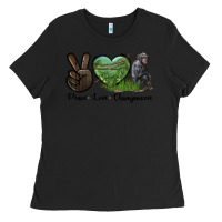 Black Peace Love Chimpanzee Ladies Tee - LillyAllenDesigns