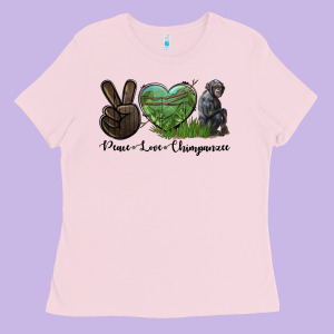 Peace Love Chimpanzee Ladies Tee Designed By Lillyallendesigns
