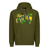 Army Green St. Patrick's Day coffee cups Premium Hoodie - HowdyJamesFarm