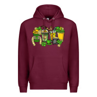 Burgundy St. Patrick's Day coffee cups Premium Hoodie - HowdyJamesFarm