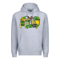 Heather Grey St. Patrick's Day coffee cups Premium Hoodie - HowdyJamesFarm