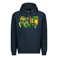 Navy St. Patrick's Day coffee cups Premium Hoodie - HowdyJamesFarm