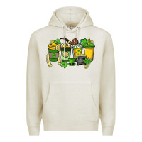 Oatmeal Heather St. Patrick's Day coffee cups Premium Hoodie - HowdyJamesFarm