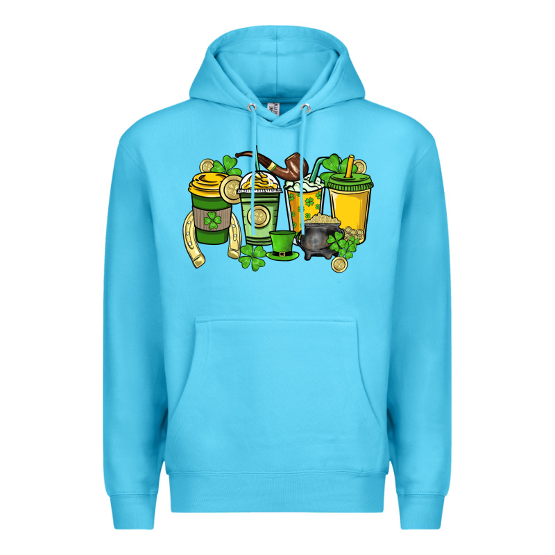 St. Patrick's Day Coffee Cups Premium Hoodie by HowdyJamesFarm | Teevron