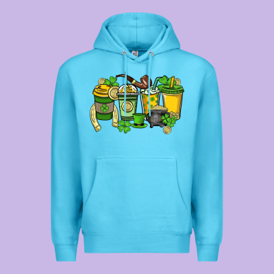 St. Patrick's Day Coffee Cups Premium Hoodie Designed By Howdyjamesfarm