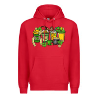 Red St. Patrick's Day coffee cups Premium Hoodie - HowdyJamesFarm