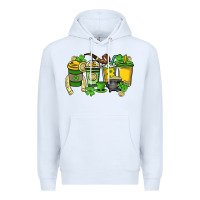 White St. Patrick's Day coffee cups Premium Hoodie - HowdyJamesFarm