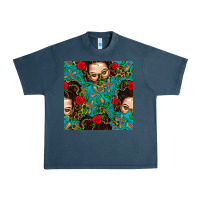 Midnight Navy Messy Bun Mom And Cross With Leopard Patterns Urban Heavy Tee - BundleAndBundleShop