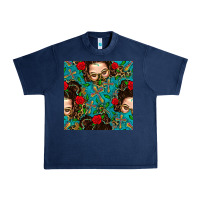 Navy Messy Bun Mom And Cross With Leopard Patterns Urban Heavy Tee - BundleAndBundleShop