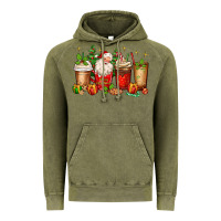 Vintage Olive Christmas Santa coffee cups Vintage Hoodie - MaliasSmallBusiness