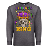 Charcoal Heather Skull Mardi Gras king Premium Sweatshirt - FaDigitalArtStudio