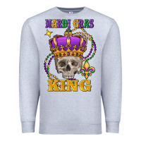 Heather Grey Skull Mardi Gras king Premium Sweatshirt - FaDigitalArtStudio