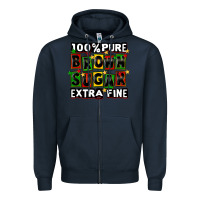 Navy 100 pure brown sugar extra fine Zipper Hoodie - CowGirlArtShop