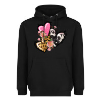 Black Pink glitter leopard cowhide hearts Valentine's Heavyweight Hoodie - FaDigitalArtStudio
