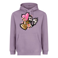 Lavender Pink glitter leopard cowhide hearts Valentine's Heavyweight Hoodie - FaDigitalArtStudio