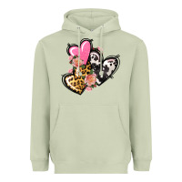 Matcha Pink glitter leopard cowhide hearts Valentine's Heavyweight Hoodie - FaDigitalArtStudio