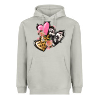 Pink Glitter Leopard Cowhide Hearts Valentine's Heavyweight Hoodie | Teevron