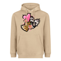 Mushroom Pink glitter leopard cowhide hearts Valentine's Heavyweight Hoodie - FaDigitalArtStudio