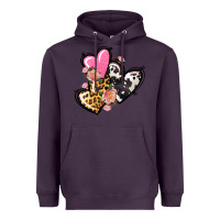 Plum Pink glitter leopard cowhide hearts Valentine's Heavyweight Hoodie - FaDigitalArtStudio