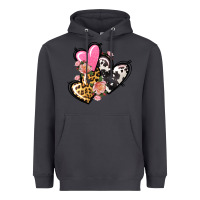 Smoke Pink glitter leopard cowhide hearts Valentine's Heavyweight Hoodie - FaDigitalArtStudio