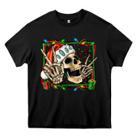 Black Christmas happy skeleton Heavy Core Tee - Jasminsmagicworld