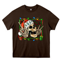 Chocolate Brown Christmas happy skeleton Heavy Core Tee - Jasminsmagicworld
